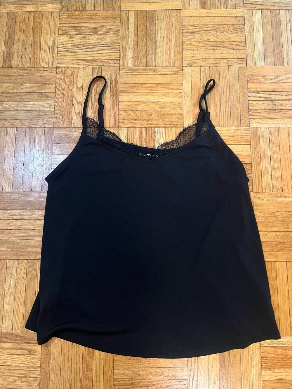 Capsule Wardrobe Basic Maurices Black Lace-Trim Camisole size Large NWT